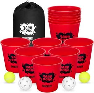 Yard Pong Outdoor Games, Giant Yard Games Set with 12 Buckets and Balls for Adults and Family, Toss Game Throwing Games for Beach, Camping, Lawn and Backyard