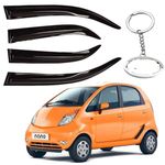 ORISTO Car Durable Side Window Deflector | Door Visor | Wind Guard | Rain Guard Compatible with Tata Nano (2009 to 2019) with Keychain Ring.