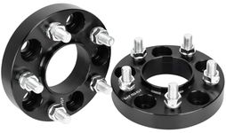 JiiinMiiin 1 inch (25mm) 5x4.5 Wheel Spacers 5x114.3 5 Lug Adapters with 70.5mm Bore & 1/2-20 Studs, Fit for Ford Mustang Edge Crown Victoria Ranger Explorer - Black 2 Pack