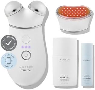 NuFACE TRINITY+ LED Red Light Therapy + Microcurrent Facial Device for Fine Lines and Deep Wrinkles - Amber, Red & Infrared Light Skin Tightening Device with Gel Activator, Silk Crème & Brush