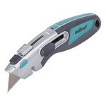 wolfcraft Professional Dual Safety Knife with Trapezium Blade I 4106000 I For safe cutting of solid materials, Silver