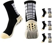 3 Pairs Anti-slip Athletic Socks for Men Women Elderly Non-slip Slipper Sock Grip Soccer Sock Trainning Sock for Basketball Football Tennis Yoga Pilates Fitness (Black 3 Pairs)