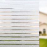 Stripe Window Films Smooth Glass Film Static Cling Window Film Privacy White Stripe For Office Bathroom Home (90x200cm)…