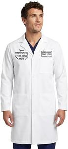 Next Generation Apparel Personalized Embroidered Long Lab Coat for Men White Medical Laboratory Coat with 5 Pockets