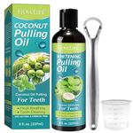 Coconut Oil Pulling with Coconut & Peppermint Oil,Tongue Scraper and Measuring Cup Inside The Box,Natural,Alcohol Free Mouthwash to Help with Fresh Breath,Teeth Whitening and Gum Health