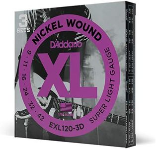 D'Addario Guitar Strings - XL Nickel Electric Guitar Strings - EXL120-3D - Perfect Intonation, Consistent Feel, Reliable Durability - For 6 String Guitars - 09-42 Super Light, 3-Pack