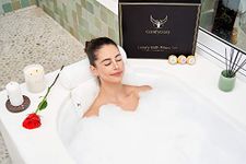 ComfyCozy Luxury Bath Pillow Gift Set With 3 Crystal Bath Bombs And Exfoliating Loofah | Bathtub Cushion Pillows For Neck Back | Birthday Anniversary Relaxation Women Her Pamper Gifts Spa Sets