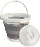 Southern Homewares Collapsible Bucket with Lid, Space-Saving Durable, & Portable for Home, Outdoors, and Travel Use, Round, 5-Liter