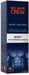 No Hair Crew Body At Home Hair Removal Cream for Manscaping Unwanted Hair with Energizing Ginseng, Premium Depilatory, Painless & Flawless, Made for Men, 200ml