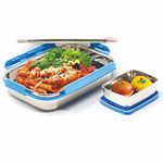 Signora Ware 1000Ml+150Ml Master Compact Lunch Boxes for Men Women Kids with Steel Lid with Clip Lock/Air Tight Spill Proof/Food Grade Bpa Free Container for Office School (Rectangle | Blue)