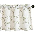 VOGOL Green Kitchen Valances for Windows, W 42 x L 18 Inches Light Filtering Decorative Drapery for Home Office, Rod Pocket Window Treatment for Cafe Restaurant, 1 Piece