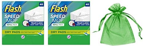 Flash Speed Mop, Dry Floor Cleaner, Refill Pads, 2Pk, 2 x 40 Pads + Our Gift for You: Organza Bag Size: 9x7x0.1cm