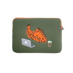 MUZIKTIGER] 15~16-inch Laptop/Tablet Sleeve, iPad Pouch - Compatible with MacBook Pro16, HP/Dell/Lenovo/Asus/Acer, Polyester Pouch with 2 Double Way Zippers - Lazy Tiger