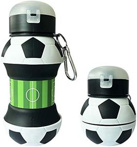 Marakruki Collapsible Water Bottle for Kids&Adults, Cute Silicone Drink Bottle, Foldable Water Bottle, Collapsible Water Bottle, Travel Bottle, Outdoor Foldable Bottle with D-hook(Mini-Football)