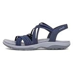 Skechers Womens Reggae Slim Sunnyside White Strappy Vegan Sandals (navy, UK Footwear Size System, Adult, Women, Numeric, Medium, 8)