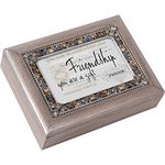 Cottage Garden Friendship You are a Gift Brushed Pewter Jewelry Music Box Plays What Friends are for