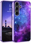 GUAGUA for Galaxy S24 Case Samsung S24 Case Glow in The Dark Noctilucent Luminous Cover Space Nebula Slim Thin Shockproof Protective Phone Cases for Samsung S24, Purple/Blue