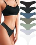 Oegho 7 Pack Seamless Thong Underwear for Women No Show Breathable Stretch Comfy Soft