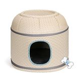 The DDS Store 2 Way Pet House Foldable Cat House,Cat Cube Cave,Cat Bed for Indoor Cats,Cat Nest Semi-Enclosed Pet Cat Sleeping Tent House (Cream)