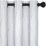 Deconovo Printed White Blackout Curtains Wave Line Dots Grommet Blackout Window Curtains Bedroom 38 x 54 Inch Greyish White 2 Panels