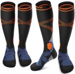 CAMBIVO 2 Pairs Compression Socks for Women and Men, 15-20 mmHg Knee-High Compression Support Stockings for Swelling, Nurses, Running, Travel, Flight (XX-Large, Black)