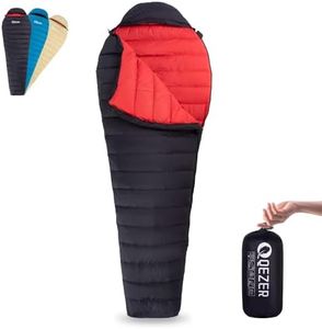 QEZER Ultralight Down Sleeping Bag 5℃ 10℃ 15℃ 20℃ 25℃ Degree for Adults with 600 Fill Power, Compact Summer Sleeping Bag with Compression Sack for Backpacking, Hiking and Camping (Black 10℃)