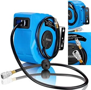 MONZANA® Air Hose Reel | Wall Mountable | Pneumatic Compressed Air | 1/4 Inch Connection | Retractable Auto Rewind Tool | Garden Compressor | 10m