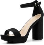 Allegra K Women's Platform Ankle Strap Chunky High Heel Black Sandals - 10 M US