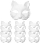 NUOBESTY 10Pcs DIY White Paper Masks Unpainted Cat Half Blank Hand Painted Masks Plain Masquerade Masks for Decorating Craft Party Favors