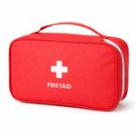 AccuPrints Sumiko First Aid Kit Bag | Medicine Storage Box Container | Multipurpose Portable & Spacious Emergency Pouch Organizer with Mesh Pouch & Elastic Loops | for Travel Camping Home & Gifts Red