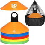 GHB Sports Marking Football Cones 50Pcs Football Training Cones Marker Cones Discs Set with Carry Bag and Cone Holder Space Marking Cones for Kids Football Practice, Sports, Games, Home Fitness