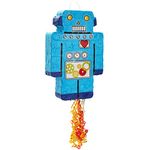 BLUE PANDA Pull String Robot Pinata for Science Birthday Party Decorations, Baby Shower (17 x 11 x 3 In)