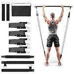 Belle Vous Pilates Bar Kit with 4 Resistance Bands - Pilates Fitness Equipment for Home Gym Workout, Yoga, Stretching & Full Body Training - 3-Section Exercise Stick Set for Men & Women