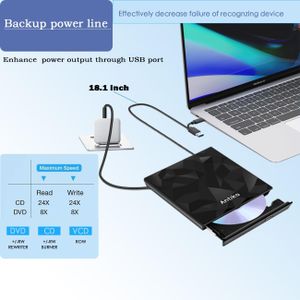 Antika USB 3.0 External CD DVD Drive – Portable Burner for Laptop & Mac