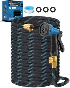 BIGITTA 150ft Garden Hose, Non-Expandable & Burst-Resistant Water Hose, Durable 3/4" Hose with 8-Mode Nozzle for House Cleaning, Car Wash, Lawn, Blue