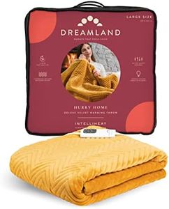 Dreamland Hurry Home Heated Throw – Mustard Yellow Quilted Herringbone - Deluxe Velvet Electric Blanket Perfect for bed and Sofa, Fast Heating, Machine Washable, Detachable Control, Timer, 160x120cm