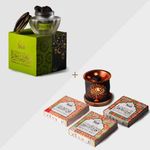 Oud Bakhoor with Burner & Dukhoon Al Jazeera by Dukhni | Arabic Bakhoor Incense | 3 Boxes of Assorted scents + a 40g jar | Perfect for Prayer & Gifting | Luxurious Long-Lasting Fragrances | دخني بخور