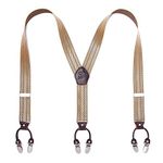 Men Braces KANGDAI Braces For Men 6 Clips Wide 1.4Inches Y Back Heavy Duty Men Braces Elastic Durable Suspenders Strong Metal Clips, Normal, Gold