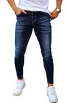 GINGTTO Skinny Jeans for Men Stretch Slim Fit Jeans High Rise Dark Blue 32Wx30L