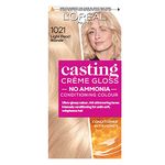 L’Oréal Paris Ammonia Free Semi-Permanent Hair Dye, 1021 Light Pearl Blonde, Glossy Hair Colour, Natural Looking Finish, For up to 28 Shampoos, Casting Crème Gloss, 1 Application