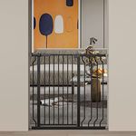 WAOWAO 40.55 inch Extra Tall 29.82-47.24 inches Wide Baby Gate Dog Pet Cat Gate Pressure Mounted Walk Through Swing Auto Close Safety Black Metal Kids Child Toddler for Stairs, Doorways, Kitchen