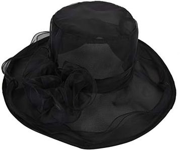Lawie Tea Party Flower Fascinator Hat Organza Veil Fascinators Dress Hats Church Funeral Cocktail Easter British Hat (Black)