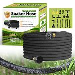 Holldoor Soaker Hose 50 Ft for Garden Beds with Soaker Hose Fittings, 1/2’’ Diameter Soaker Hose for Garden, 70% Water Saving Drip Hoses for Lawn, Landscaping, Garden(50 FT)