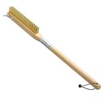 G.a HOMEFAVOR Pizza Oven Brush, Pizza Stone Cleaning Brush with Scraper, Brass Bristles and Stainless Steel Scraper, Barbecue Grill Cleaning Tool Pizza Oven Accessories with Wood Handle