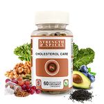 Strength & Spices Cholesterol Care, Cholesterol Lowering Supplements with 15 Powerful Ingredients, Vegan Supplements Rich in Omega 6 and Plant Sterols, Fast-Absorbing Formulation, 1000mg, 60 Capsules