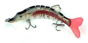 Father Pike TM Fishing Lure – 4.5-inch Long Fishing Bait – For Large Predator Fish – Realistic Appearance With 3D Eye and 8-Segmented Body – Fish-Like Movement In Water – Attractive and Functional Crank Bait - Swim Bait ZOMBIE "MEEMO" (RED WHITE)