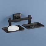 Plantex 304 Grade Stainless Steel Double Soap Holder for Bathroom/Dual Soap Dish/Soap Stand/Soap Case/Bathroom Accessories - Squaro (Black)