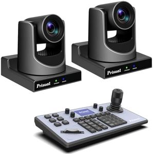 Prisual NDI PTZ Camera AI Auto Tracking 30X Optical Zoom Bundle for Church Worship with PoE Controller and Keyboard TEN302