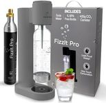 FizzIt Pro - Soda Maker Machine, grey - Easy One-Touch Sparkling Water Maker with Reusable 1L BPA-Free Bottle, 425g CO₂ Canister - No Power Required, Durable & Modern Design for Home Use