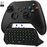 MoKo Green Backlight Keyboard for Xbox One Controller, Xbox Series X/S, Wireless Gaming Chatpad Keypad with USB Receiver&3.5mm Audio Jack, Xbox Accessories for Xbox One/One S/Elite/2 Controller, Black